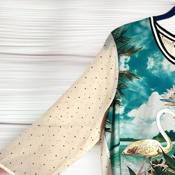 Scotch & Soda Maison Scotch Top Blouse Exotic Flamingo Lotus Print US 4 - Picture 6 of 12